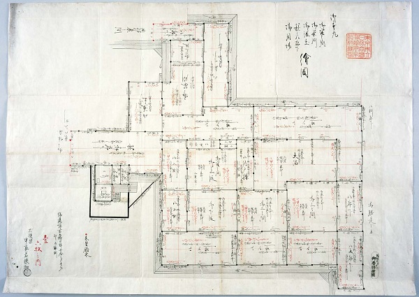 御本丸御座之間御茶所御張出萩之御廊下御用場絵図（万延度）の画像