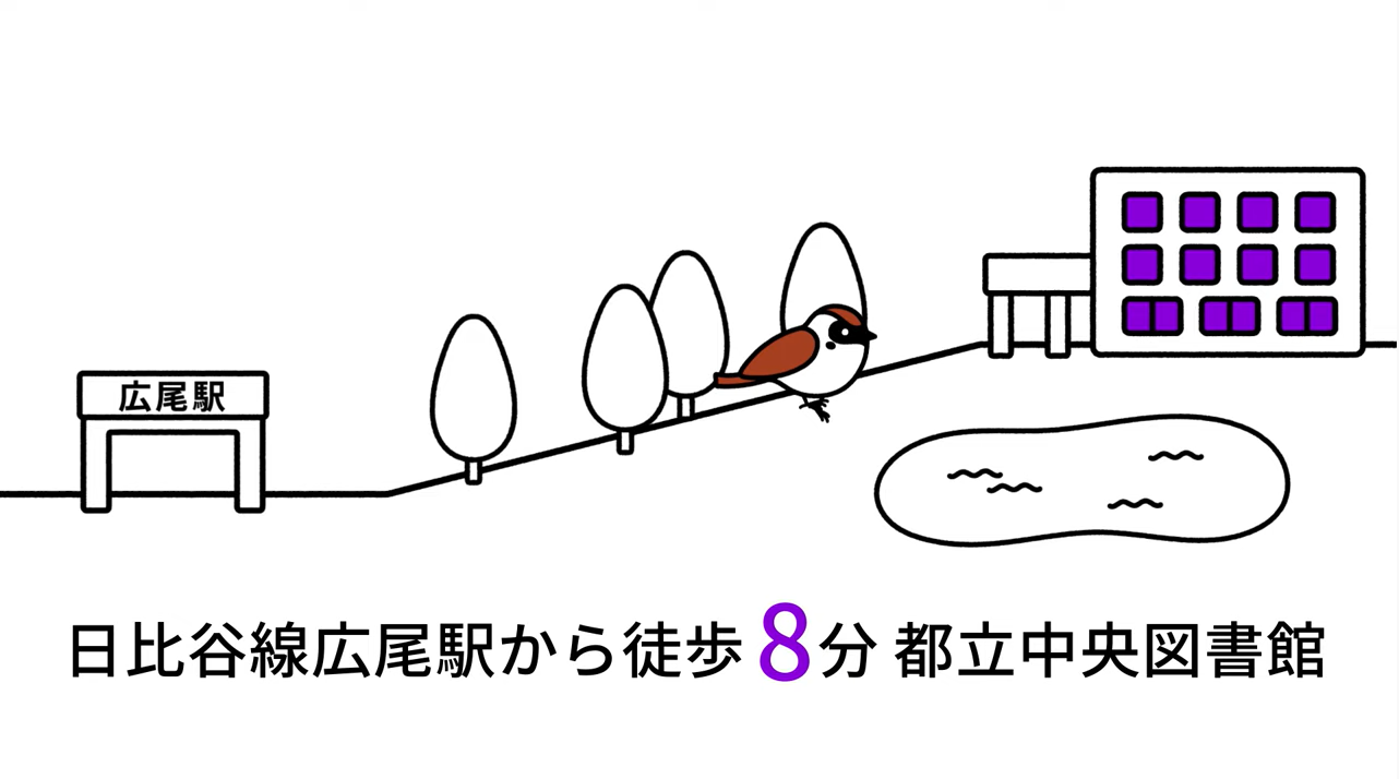 「6秒でわかる都立図書館 中央図書館はここ編」