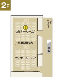 都立多摩図書館2階のフロアマップ