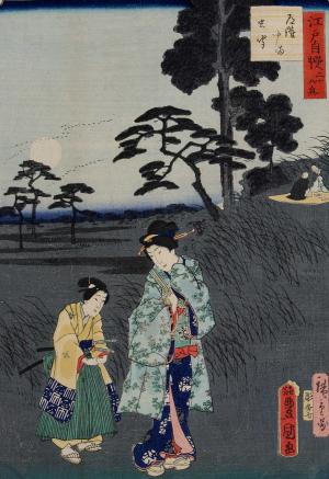 Thirty-six Views of the Pride of Edo, Listening to the Insects at Dōkan-yama (Edo Jiman Sanjūrokkyō Dōkan-yama Mushi-kiki)