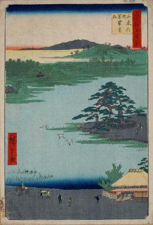 One Hundred Famous Views of Edo: Kesagake-no-Matsu at Senzoku-Ike Pond