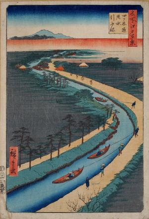 One Hundred Famous Views of Edo: Barges on the Yotsugi Dōri Canal