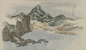 『伊豆七島図絵』より「八丈島藍ヶ江湊の図（はちじょうじまあいがえみなとのず）」