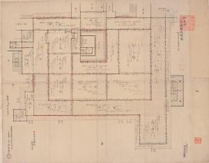 1/100 Scale Floor Plan of Ō-hiroma in Honmaru Palace (Go-Honmaru Ō-hiroma Jiezu)