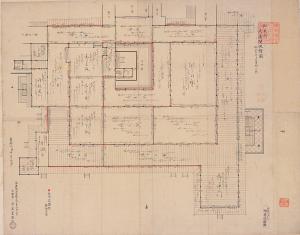 1/100 Scale Floor Plan of Ō-hiroma in Honmaru Palace (Go-Honmaru Ō-hiroma Jiezu)