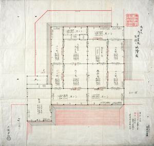 御本丸御黒書院松溜共地絵図（ごほんまるおくろしょいんまつだまりともじえず）（重要文化財「江戸城造営関係資料」）