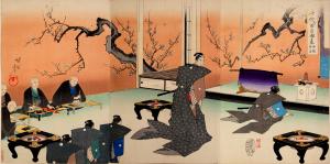 Illustration of Mochi Dividing Ceremony（from the Chiyoda no On-omote series）(O-Kagami-Biraki no Zu)
