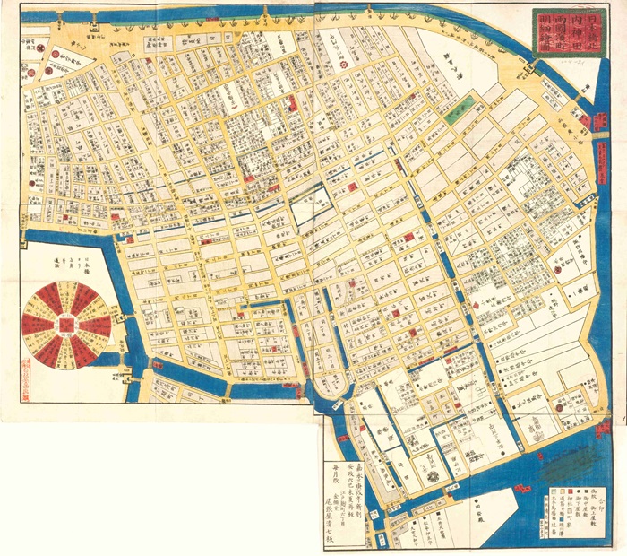 画像：日本橋北内神田両国浜町明細絵図