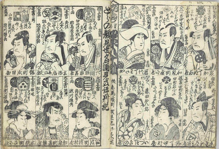 Image:Showcase of New Actors in the Year of the Tiger, in the Style of a Guide to Sake Varieties From Profiles and Reviews of Kabuki Actors 1