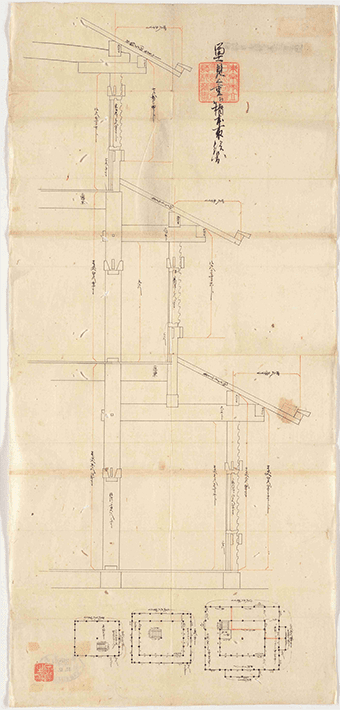 Dimensional drawing of Fujimi Three-Story Turret